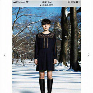 SEA New York Lace Yoke Bateau Neckline Black Mini Dress Women Size 6‎